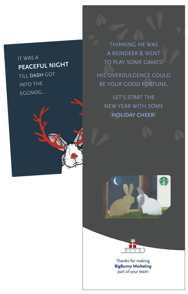 A sampling of business holiday cards designed by BigBunny Marketing